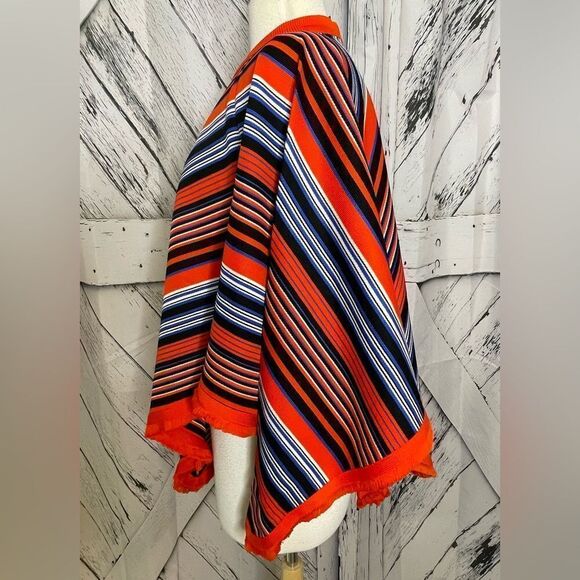 Vintage 1960’s Evan Wayne Original Pullover Poncho Stripes Sz 11 - Picture 2 of 9